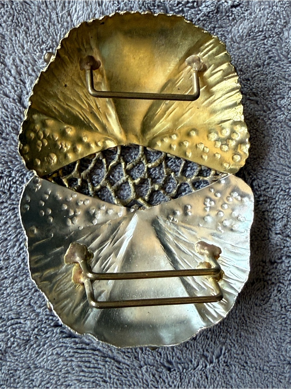 Vintage MCM 2 tone belt/scarf slide, artisan unsigned. Non magnetic - Picture 4 of 8